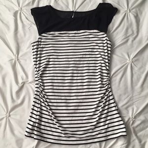 WHBM Black & White Striped Shirt Tank Top